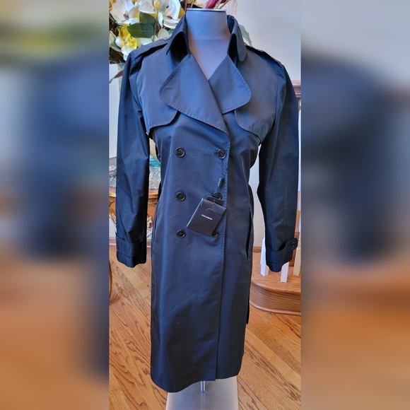 NWT DOLCE & GABBANA BLACK BELTED DOUBLE BREASTED TRENCH COAT 46 10 - Picture 11 of 12